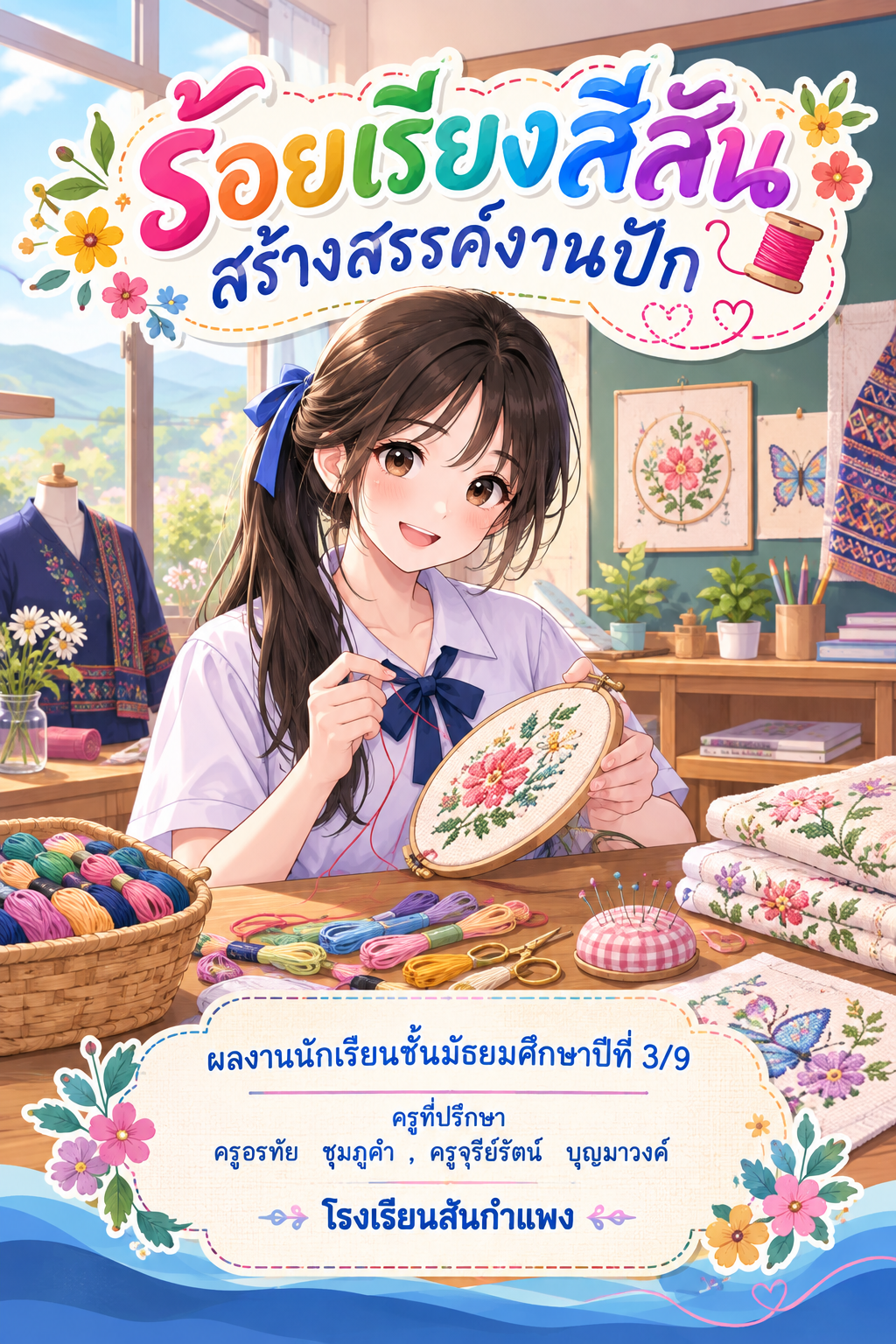 ปกผลงาน “ร้อยเรียงสีสัน สร้างสรรค์งานปัก”